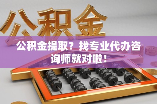 东湖公积金提取？找专业代办咨询师就对啦！