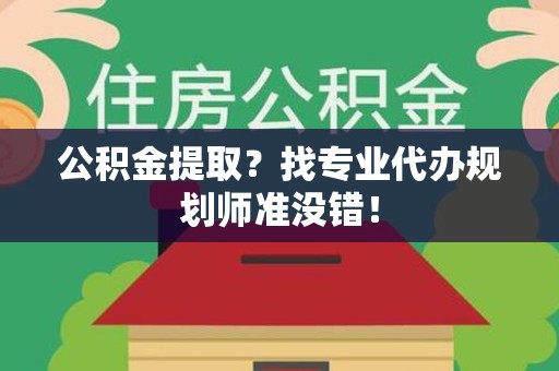 东湖公积金提取？找专业代办规划师准没错！