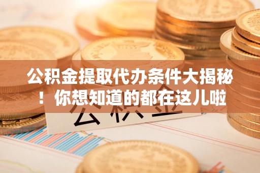 东湖公积金提取代办条件大揭秘！你想知道的都在这儿啦